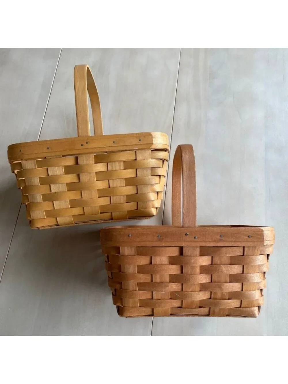 Set of Two Vintage Longaberger Handwoven Wooden Baskets, 1995/1997, Made in USA